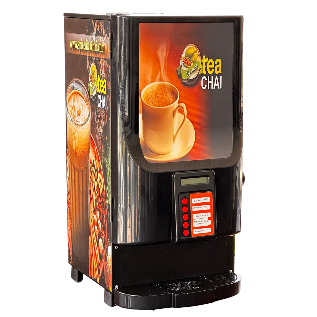 spiced tea chai 2 flavour mini chai machine in orange and black