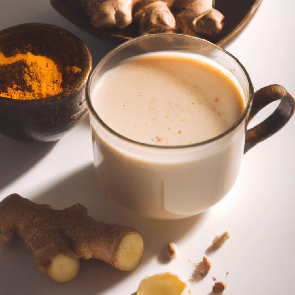 transparent cup with ginger chai